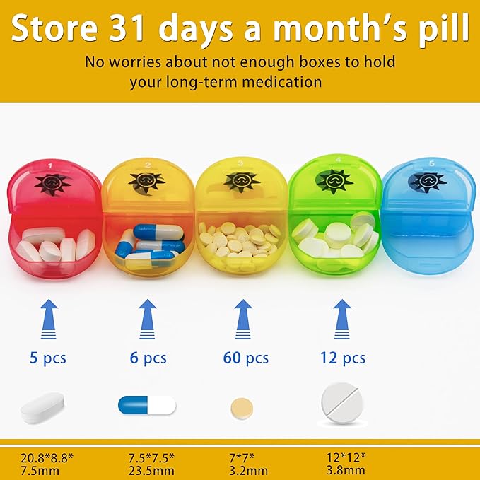XL Monthly Pill Organizer 2 Times A Day, AM/PM One Month Pill Box 28 Day,Daily Pill Case Large 4 Week Big Compartments for Pills Vitamin Fish Oil Supplements (Black) (Rainbow)
