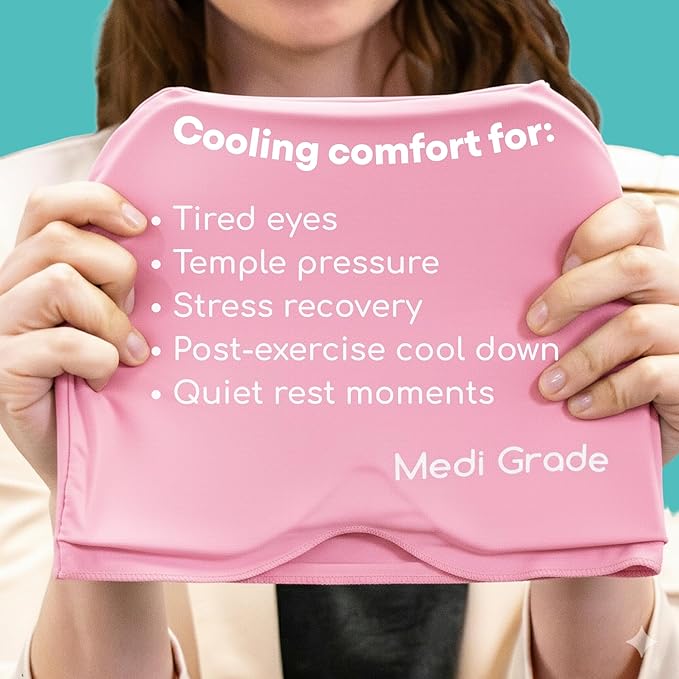 Medi Grade Migraine Relief Cap Pink - Cooling Compression Headache Relief Cap with Full Coverage - Soft Flexible Fabric Gel Migraine Cap that Blocks Light, Reusable Migraine Mask for Cold Therapy