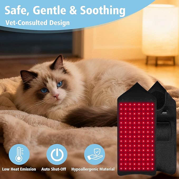 PetWell Comfort Belt: 120 LED Dog & Cat Red Light Therapy Belt - Portable Infrared Light Wrap for Back, Hips, Knees | Soothing Mat Pad Device for Arthritis & Pain Relief in Pets