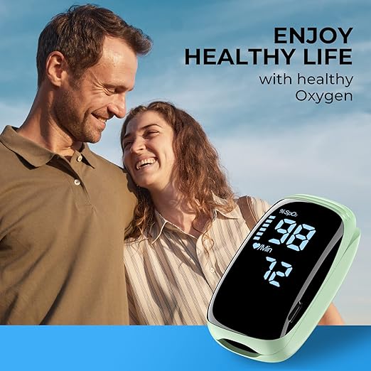 Finger Pulse Oximeter, Fingertip Blood Oxygen Saturation with Pulse Monitor Rechargeable, Accurate Spo2 Reading for Home, Outdoor Sports，Green