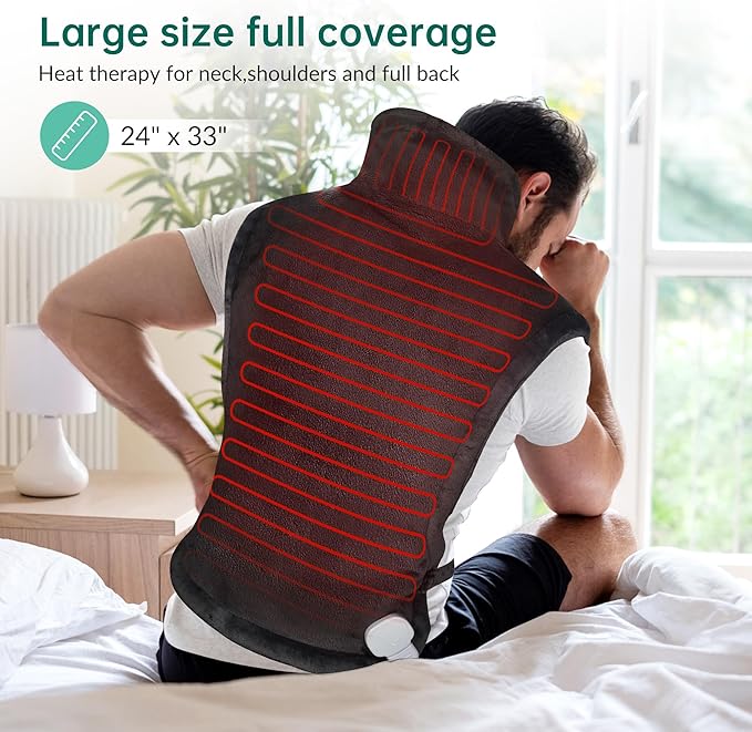 Heating Pad for Neck and Shoulders and Back, Heated Pad for Back Pain Relief, FSA Eligible Extra Large Heat Pad, Machine Washable Father Husband,Gifts for Dad Men Mom Women