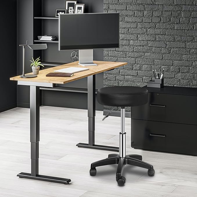 SUPER DEAL Rolling Stools Swivel Chairs Facial Massage Spa Salon Bar Stool Adjustable Hydraulic Rolling Chair,Black