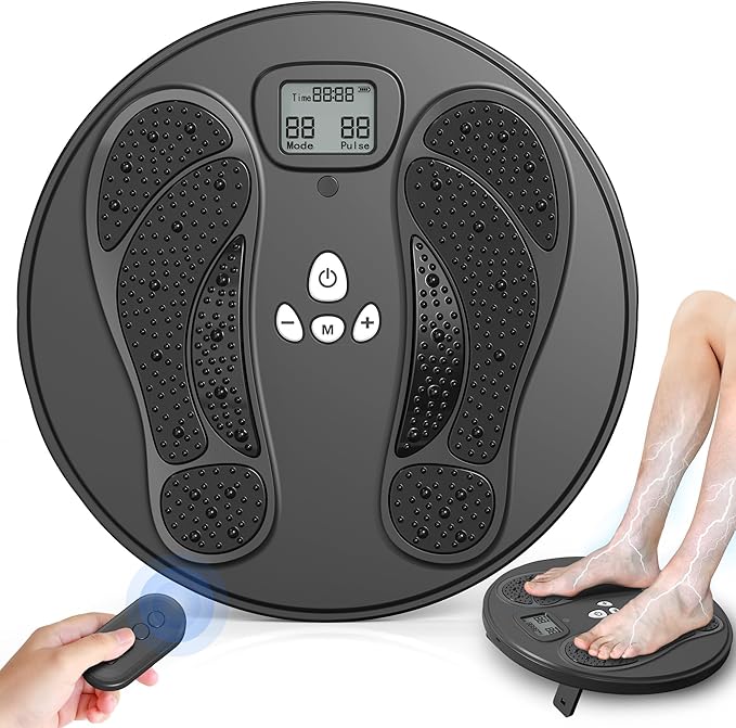 Y&LJ EMS Foot Massager for Neuropathy and Circulation, Rechargeable TENS Foot Stimulator with 10 Modes & 50 Intensities, Pain Relief Foot Massager for Plantar Fasciitis, Gift for Mom Dad