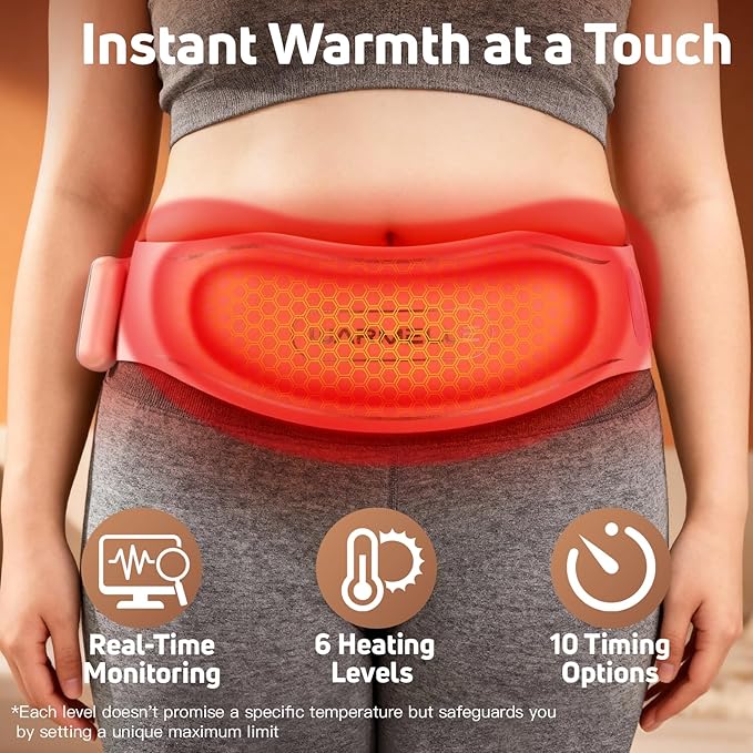Heating Pad for Period Cramps, Portable Heating Pad for Back - Instant Soothing Menstrual Cramp Relief, Cordless Heating Pads Rechargeable - FSA Eligible and HSA Eligible
