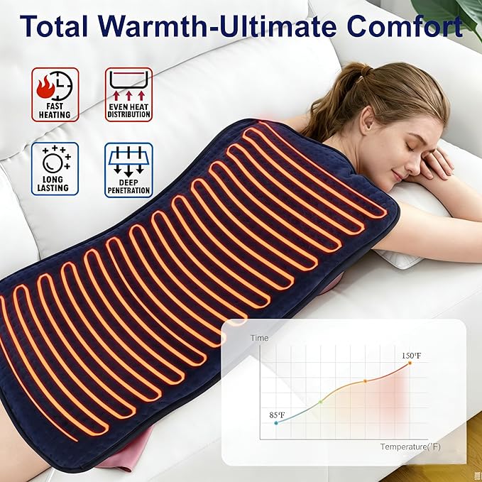 Heating Pads, Electric Heating Pad 40"x20" for Back Neck Shoulder Belly Heating Technology, Ultra-Soft Moist & Dry Therapy Heat Pad with 10 Temperature Settings 3 Timer, Automatic Switch-Off