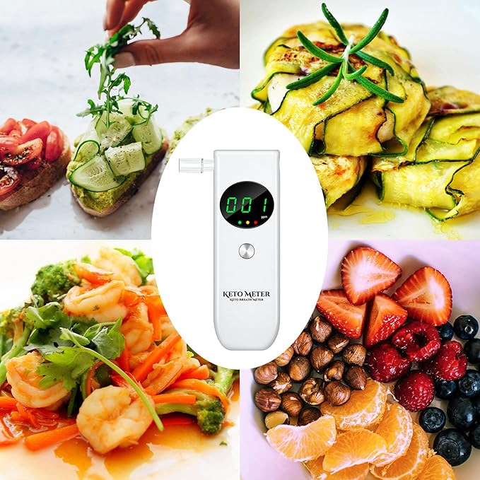Ketone Breath Analyzer for Testing ketosis - Professional Ketone Breath Monitors Tester Portable Breath Ketosis Meter Home Ketone Breath Tester with 10 Mouthpieces -Monitor Your Ketosis Status