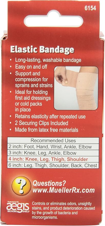 MUELLER Sports Medicine Elastic Bandage, All-Purpose Support Wrap, Self Adhesive Bandage Wrap, Athletic Compression Sleeve for Injuries and Pain Relief, Beige