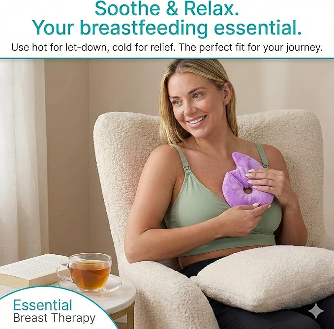 Arctic Flex Breast Ice Packs - Hot & Cold Therapy, Surgery Recovery Supplies - Heating & Cooling Gel Pad for Breastfeeding, Engorgement, Mastitis Relief, Sore Nipples, Lactation (Purple)