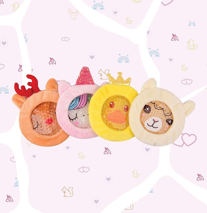 Leonns® Kids Ice Packs for Boo Boos, Reusable Cold Packs for Toddlers and Children with Soft Animal Covers | Relief for Bumps, Swelling, Bruises and Pain - Cute Gel Ice Pack Set 4-Pack (Unicorn)