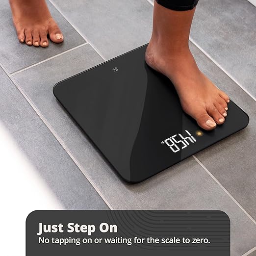 Greater Goods AccuCheck Digital Scale for Body Weight - Accurate Digital Bathroom Scale with High-Precision Sensors, Large Easy-to-Read Backlit Display, 400 lb Capacity, Auto Step-On (Black)