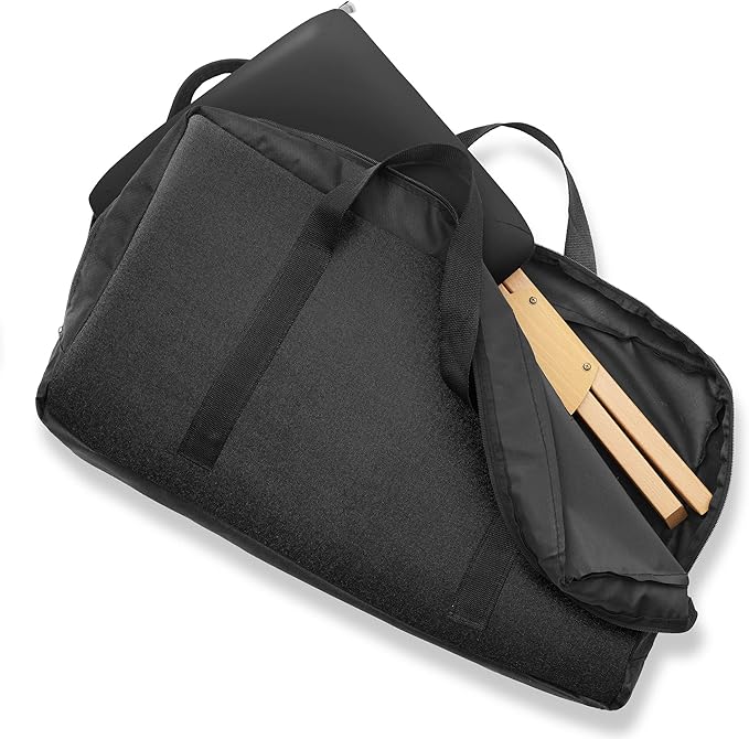 Saloniture Wood Folding Massage Stool with Carrying Case, Black
