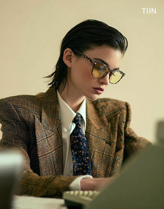 TIJN Blue Light Blocking Glasses for Women Men Clear Frame Square Nerd Eyeglasses Anti Blue Ray Computer Screen Glasses