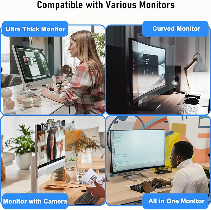 ZYY Diagonal 28 Inch Anti Blue Light Screen Protector for (W 25 x H 14 9/16) Monitor, Desktop PC UV Blocking Filter for Eye Strain, Hanging Computer Screen Blue Light Blocker 28 Inch Monitor