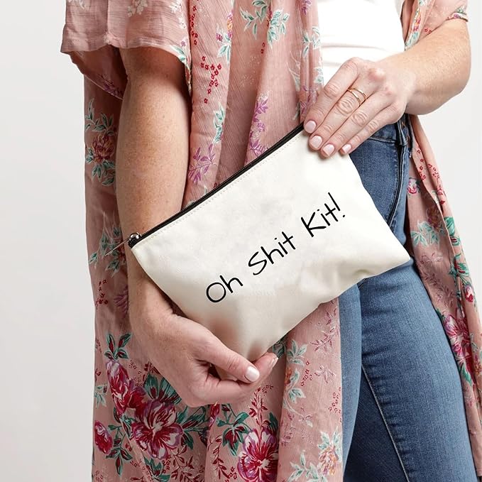 Oh Shit Kit Bag, Pill Bag Funny Travel Pouch Accessories Pouch, Makeup Cosmetic Bags Charger Storage Small Gift for Her (Style B)