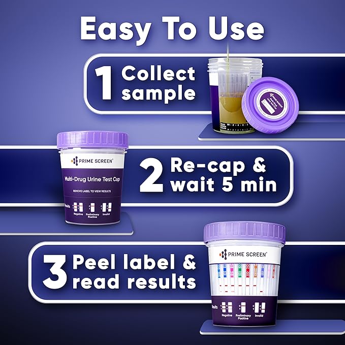 Prime Screen -12 패널 멀티 약물 소변 검사 컴팩트 컵 (AMP, BAR, BUP, BZO, COC, mAMP/MET, MDMA, MOP/OPI, MTD, OXY, PCP, THC) C컵-[2팩]- CDOA-6125