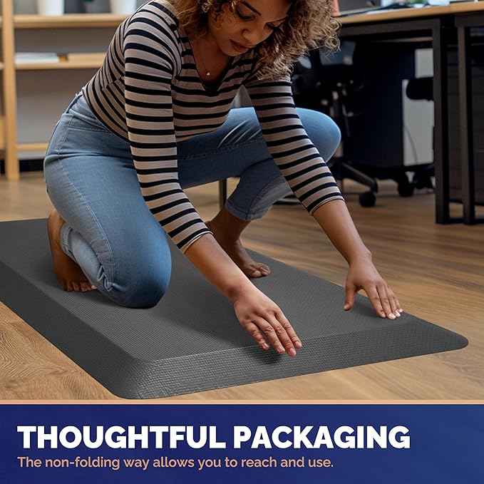 FEATOL Anti Fatigue Mat for Standing, 9/10 Extra Thick Ergonomic Standing Desk Mat, Comfort Memory Foam Standing Mat at Home,Office All Day (20" x 39", Gray, 1PC)