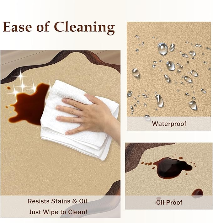 Scalloped Kitchen Mats Rugs Sets of 2 Cushioned Anti Fatigue Floor Mat Waterproof Kitchen Rugs Non Slip Foam Comfort Standing Mat for Sink Laundry, Terracota