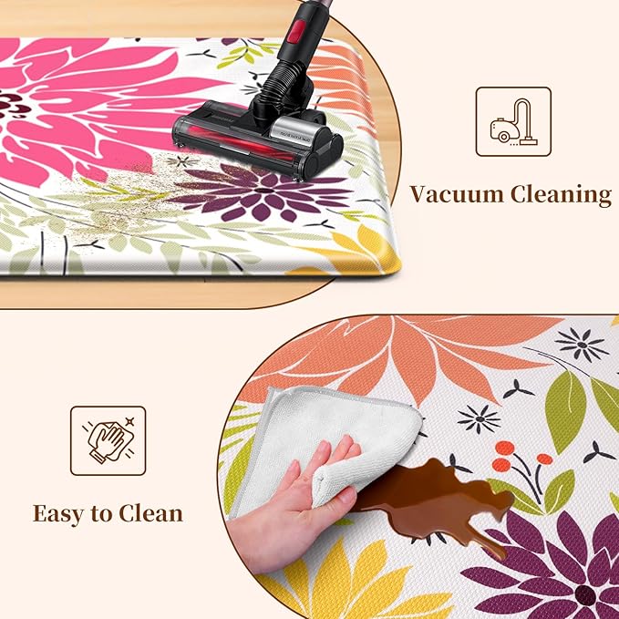 KMAT Kitchen Mat, Heavy Duty Ergonomic Comfort Foam Standing Desk Mat, Cushioned Anti Fatigue Kitchen Rugs for Floor, Waterproof Non-Slip Mats and Rugs Set for Office, Laundry，17.3"x30"+17.3x59