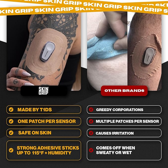 Skin Grip Adhesive Patch Compatible with Dexcom G6 Adhesive Patches Waterproof & Sweatproof with Cutout, Lasts 10-14 Days, Continuous Glucose Monitor Patch, CGM Sensor Cover – 20 Pack, Tan