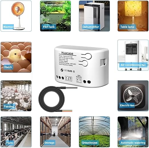 Zigbee 1CH 85-250VIntelligent Temperature Sensor,High Precision Waterproof Probe Sensor,Wireless Intelligent Monitoring,Tuya app Remote Smart Switch(tuya zigbee hub needed)