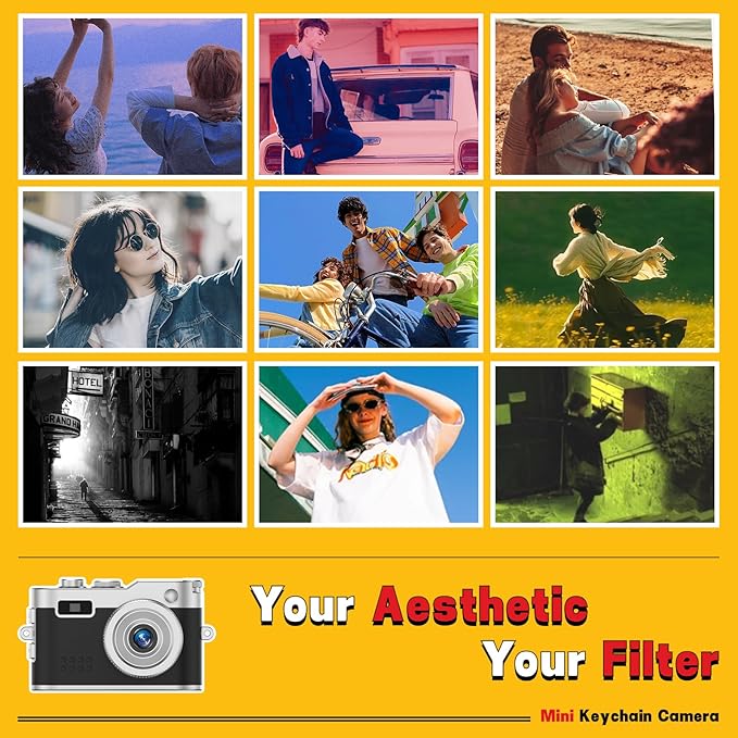 Mini Keychain Camera, 1080P & 2MP Retro Aesthetic, 32GB Memory, Pocket-Sized Vintage Camera, Bag Charm, Birthday Gift