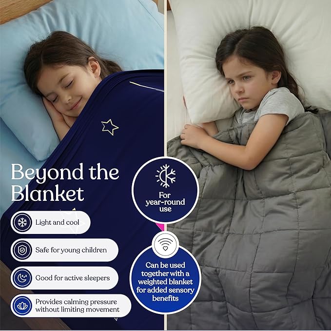 Deep Pressure Sensory Bed Sheet – Full Sensory Compression Sheet Breathable Sleep Pod Blanket for Better Sleep Support – Calming Compression Blankets for Kids and Adults Rocketship Design