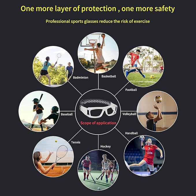 Sport Glasses for Men Women Basketball Football Sport Goggles Anti Fog Shock Collision Wearable Glasses