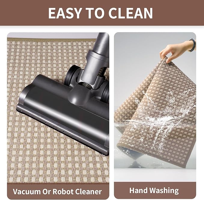 Kitchen Rugs Mat Non Slip Washable, Super Absorbent Kitchen Mats for Floor, Rubber Backing Soft Braided Standing Floor Mats Sink Mat Runner Rug, Easy to Clean and Maintain, Brown 17"x30"