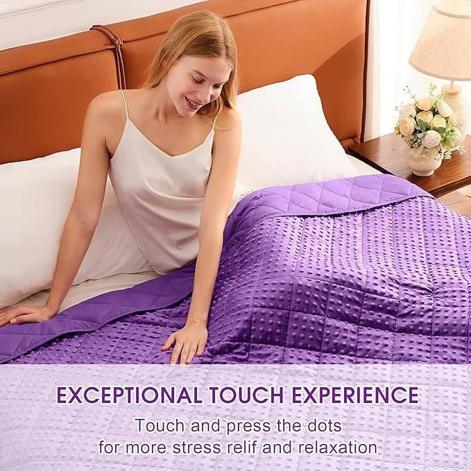 Purple Weighted Blanket for Adults 12lbs, 48"x72", Twin Full Size Cooling Minky Heavy Throw Blanket for 110-130lbs, Soft Winter Thick Big Blankets Weighted Comforter Gift for Sleeping