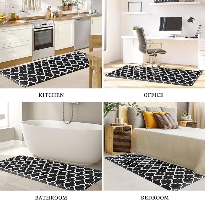 WISELIFE Anti Fatigue Floor Mat - 4/5 Inch Thick Kitchen Mat Non Slip Waterproof Heavy Duty Ergonomic Comfort Mat Durable for Home, Office, Sink, Laundry,(24" x 70", Black)