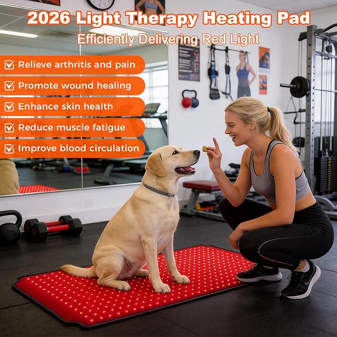 39.4"*18.1" Red Light Therapy Pad for Dogs Body, 480 LEDs Redlight Therapy Wrap with Timer, Heating Mat Products with Band for Back Belly Leg Knee Thigh, Gifts for Men, Women, Pets Dog