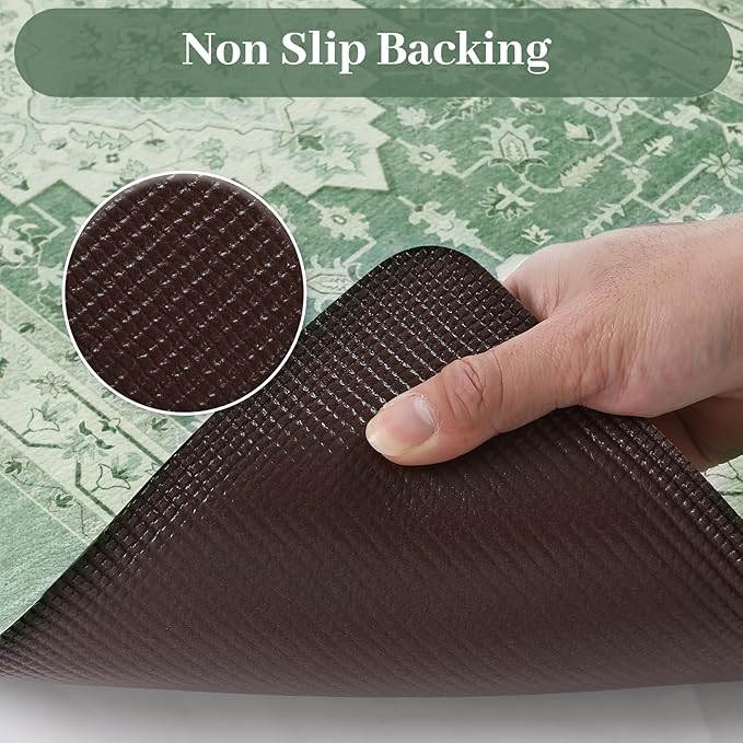 KIMODE Kitchen Mats for Floor Anti Fatigue 0.6" Thick, Cushioned Kitchen Floor Mat, Ergonomic Waterproof Standing Mat, Green Boho Vintage Kitchen Rug Non Skid for Sink Laundry Office Desk 20"x32"