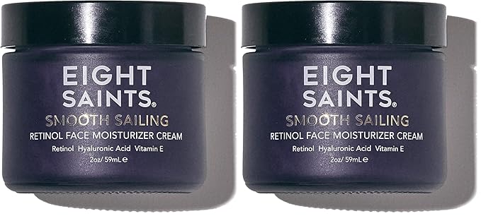 Eight Saints Retinol Facial Moisturizer Cream, For Firming Face, Neck & Eye Wrinkles and Lines, Deep Hydrating Lotion, Fragrance-Free, 2 Ounces (Pack of 2)
