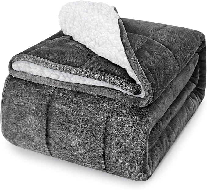 yescool Weighted Blanket for Adults (15 lbs, 48" x 72", Medium Gray) Heavy Blanket for Sleeping Perfect for 140-160 lbs, Twin Size Breathable Blanket with Premium Glass Bead, Machine Washable