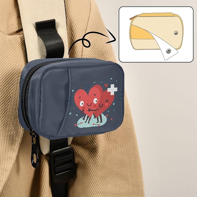 Naanle Pill Organizer Heart with Cross Pill Box 7 Day Pill Case Bag Travel Pill Organizer Bag with Zipper Portable Weekly Case Compact Size for Vitamin Supplement Holder