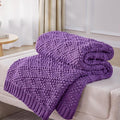 Knitted Weighted Blanket for Adult, Chunky Knit Weighted Throw for Sleep 60"*80" 17lbs, Cooling Breathable Machine Washable Heavy Blanket for Room Decor (Purple, Queen)