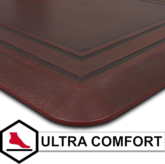 Tempur-Pedic Ultra Comfort Anti-Fatigue Frame Merlot 1' 8" x 3' 6" Kitchen Floor Mat Cushioned Ergonomic Standing Desk Mat Waterproof Non-Skid Foam