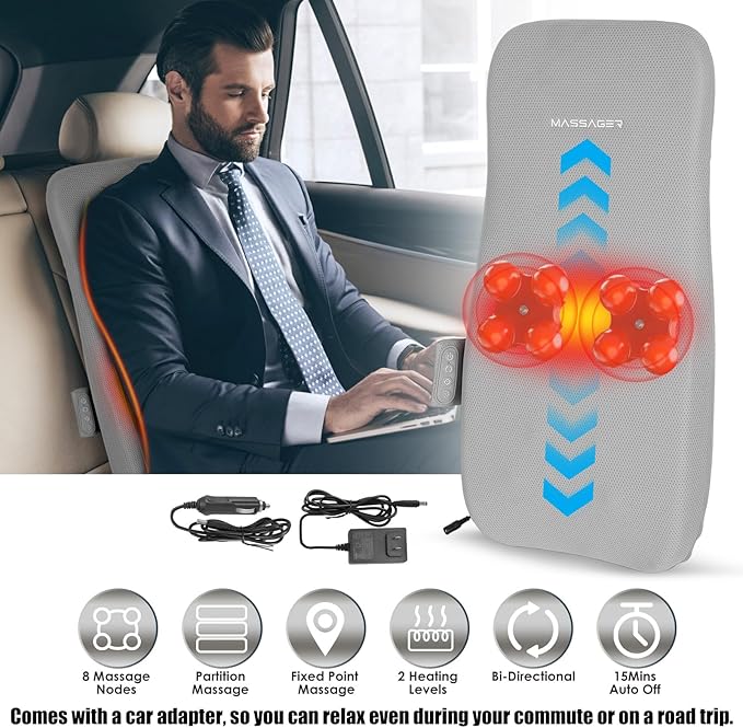 Full Body Electric Massage Mat with Heat, Vibration Back Massage Pad Cushion with Inflatable Head Pillow and Lumbar Pillow, 10 Vibration Motors 3 Timers (28"x14")
