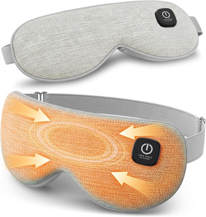Heated Eye Mask - Cordless Eye Mask for Dry Eyes, Eye Relief, Improved Sleep, 4 Temperature, Washable Eye Heating Pad for Travel and with Replaceable Shell, Gifts for Women