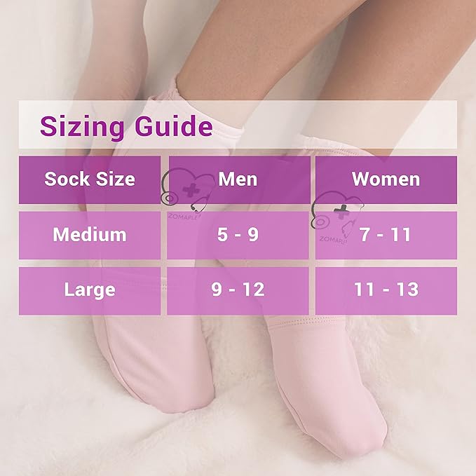 Zomaple Cold Therapy Socks for Feet with 2 Reusable Gel Ice Packs, Cooling Socks for Hot Feet & Swelling Relief, Adjustable Compression Ice Pack Wrap for Plantar Fasciitis, Neuropathy & Foot Pain