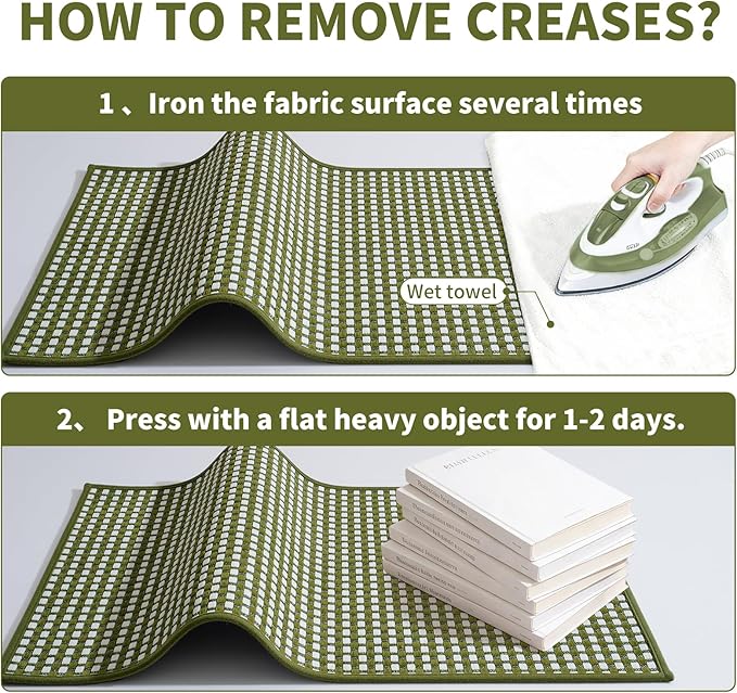 Long Kitchen Runner Rugs Kitchen Mat Non Slip Washable, Super Absorbent Soft Chenille Braided Kitchen Mats for Floor, Rubber Backing Kitchen Floor Sink Standing Mat, Easy Clean, Green 24"x71"