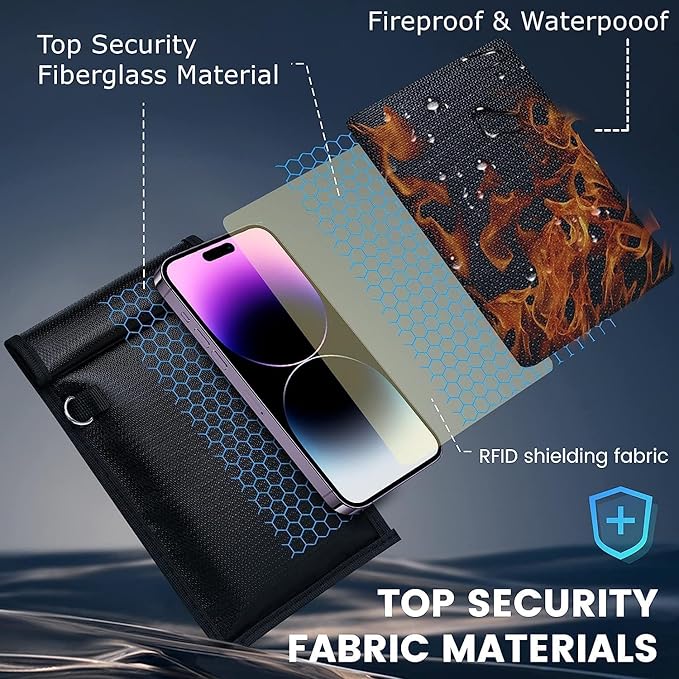 Simket Faraday Bags for Phones and Car Key 2 Pack, Signal Blocking Pouch, Cell Phone Signal Jammer, Car Key/WiFi/RFID/GPS Signal Blocker Black (m)