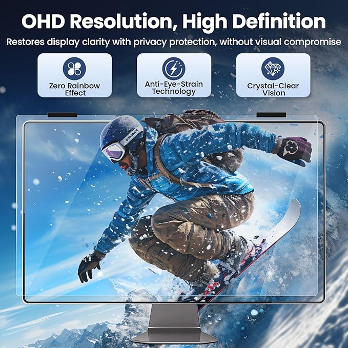 22 Inch Privacy Screen Hanging for Computer Monitor 16:9 Aspect Ratio, Magnetic Anti Glare Blue Light Private Protector Eye Care,Removable Anti Spy Filter Shield for Digital Workplaces