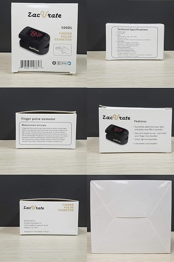 Zacurate Pro Series 500DL Fingertip Pulse Oximeter and Oximeter Carrying Case Bundle