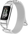 JKD X-Shape Metal Band Compatible with Fitbit Charge 6/ Charge 5 Bands for Women Men, Soft Stainless Steel Mesh Loop Strap Bracelet Wrist Band Replacement for Fitbit Charge 5/ Charge 6 Fitness Tracker