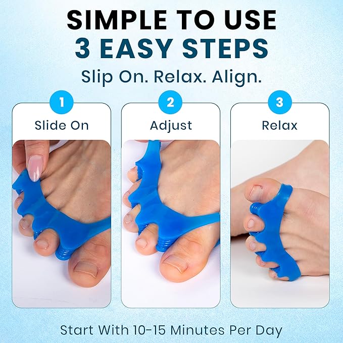 Toe Separators – Soft Gel Toe Spacers for Alignment, Stretching, Yoga and Everyday Foot Comfort (Large)