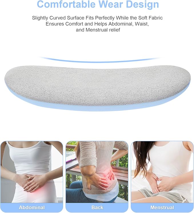 Portable Cordless Heating Pad for Period Cramps, Voice Reminder Menstrual Heating Pad with 6 Heat Levels and 6 Massage Modes, 3s Fast Heating, Gifts for Women Girls, Blue