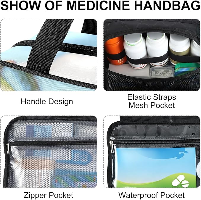 Fustylead 3d Funny Giraffes Driving Car Large Medical Supplies Organizer Bag with Zipper Empty First Aid Bag Trauma Kit for Traveling Hiking Camping