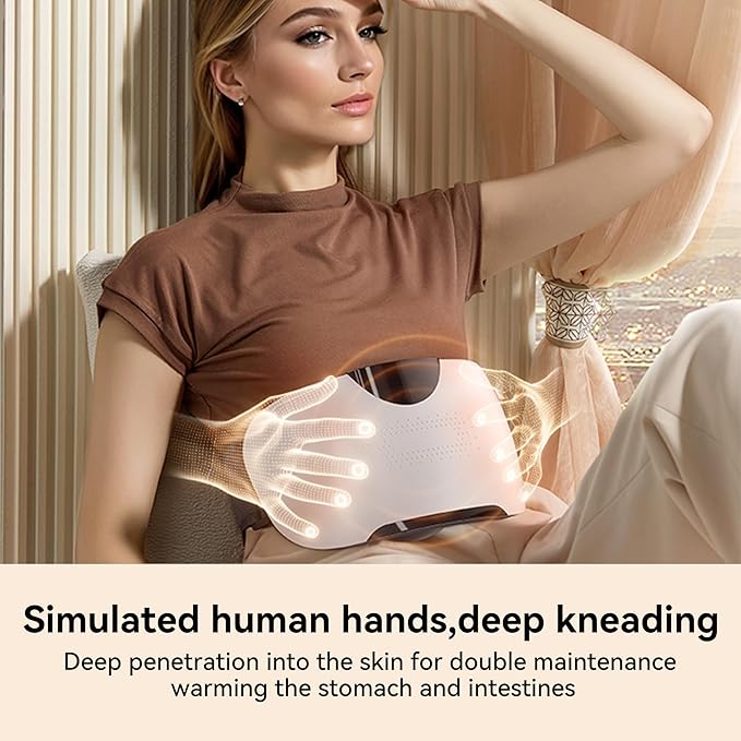 Automatic Abdominal Massager, Bianstone Belly Rubbing Instrument, Dual-use for Waist and Abdomen, Positive and Negative Massage, Flatulence Relief, Promote Intestinal Peristalsis (White)