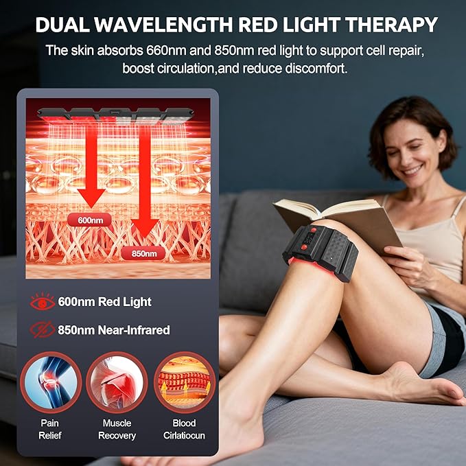Red Light Therapy Belt, LED 660nm & 850nm Near Infrared Light for Muscle Recovery, Pain Relief, Wearable Wrap –Inflammation, Joint Health & Mobility - Portable & Hands-Free